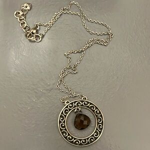 Brighton Elegant Silver Pendant Necklace with Brown Gemstone